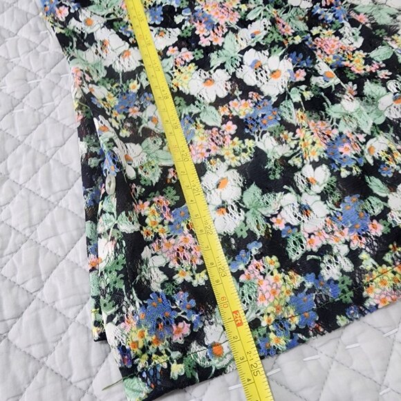 Vtg Lorisa Sheer Blouse Black Multi-Color Floral Print 1970s Button Up Top - Picture 9 of 9